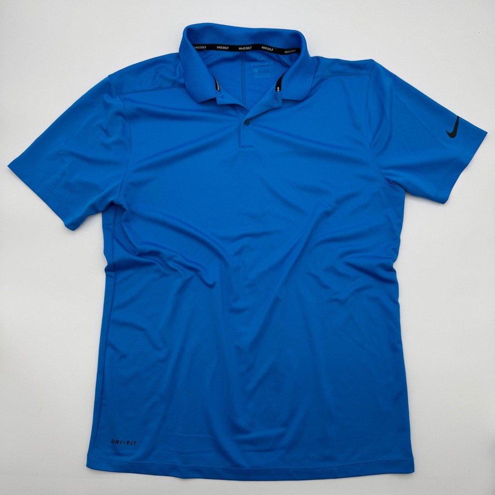 Nike Golf Dri-FIT Polo Shirt Mens Medium Blue Short‎ Sleeve Performance